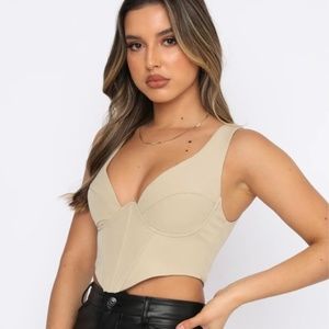 Bustier Crop Top in Taupe